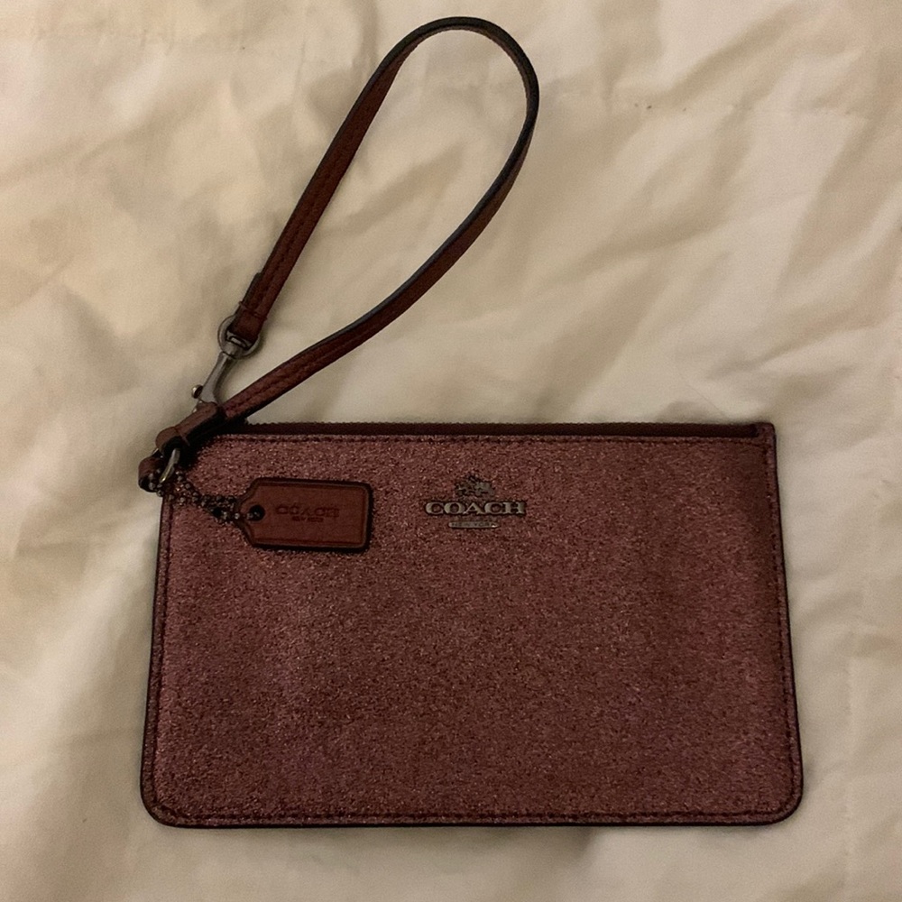 Coach sparkly purple wristlet